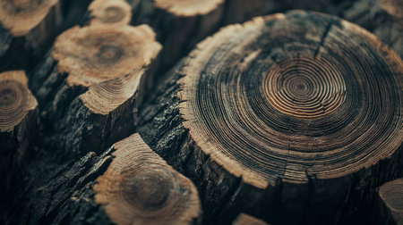 Close up of tree stump texture background. Dark tone. Selective focus.の写真素材