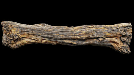 Wooden driftwood isolated on black background. 3d illustration.の写真素材