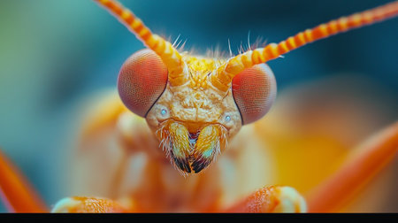 Macro shot of the head of an insect.の写真素材