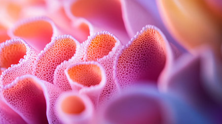Macro closeup of pink and violet flower petals with water dropsの素材