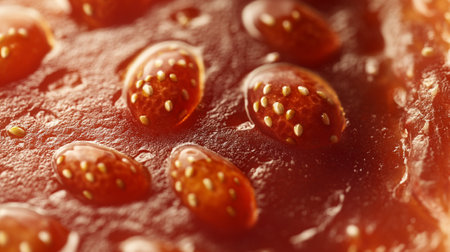 strawberry jam close-up macro shot, shallow depth of fieldの写真素材