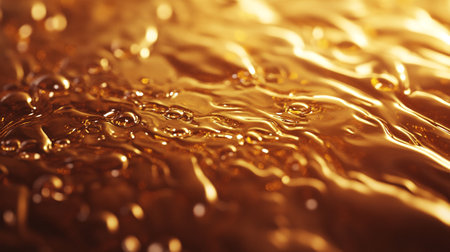 Golden liquid abstract background. Macro shot with shallow depth of field.の素材