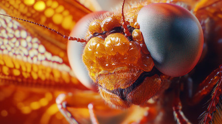 Macro shot of a dragonfly's head. Macro photography.の写真素材