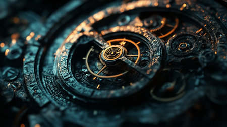 Mechanical watch mechanism close-up. Conceptual image of time.の写真素材