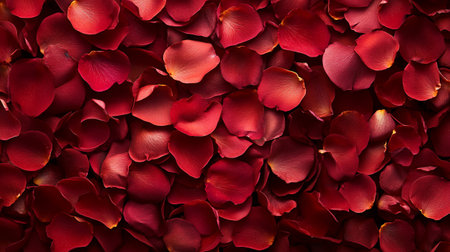 Red rose petals background. Top view. Valentines day conceptの写真素材