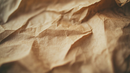 Crumpled brown paper texture background. Close up of wrinkled paper.の写真素材