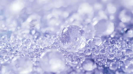 Macro of water drops on a blue background. Shallow depth of fieldの写真素材
