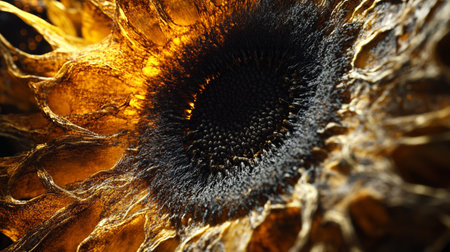 Abstract 3d rendering of sunflower. Creative modern background design.の写真素材