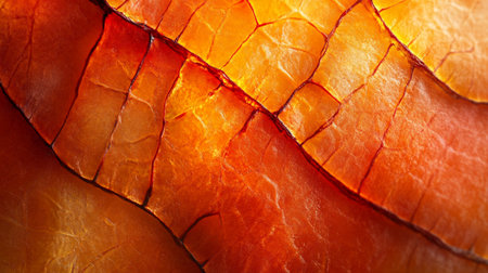 Macro shot of the surface of an autumn leaf. Abstract backgroundの写真素材
