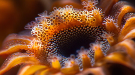 Macro shot of a beautiful orange flower on a coral reef.の写真素材