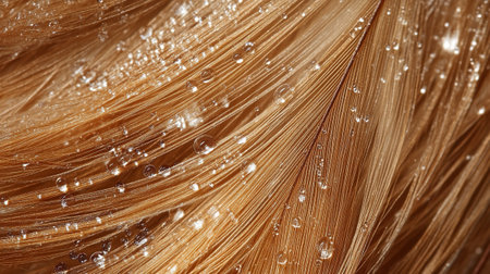 Close-up of hair with water droplets on it. Macro shotの写真素材