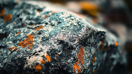 Colorful lichen growing on a rock. Selective focus.の素材