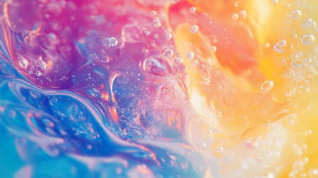 Colorful abstract background. Close-up shot of soap bubbles.の素材