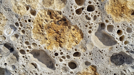 Texture of stone wall with holes. Abstract background and texture for design.の写真素材