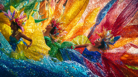 Samba School perform at Marques de Sapucai known as Sambodromo, for the Carnival Samba Parade champions.の写真素材