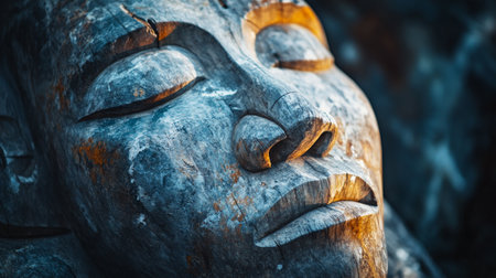 Buddha head in the buddhist temple in Thailand.の写真素材