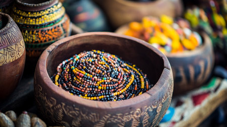 Colorful beads on the market in Fez, Morocco, Africaの写真素材