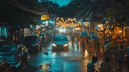 Heavy rain in Bangkok, Thailand.の素材