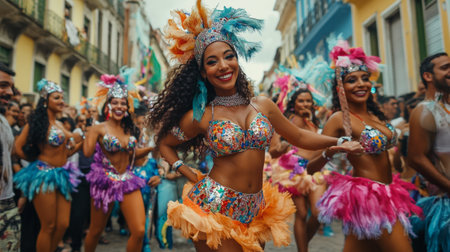 Samba School perform at Marques de Sapucai known as Sambodromo, for the Carnival Samba Parade champions.の写真素材