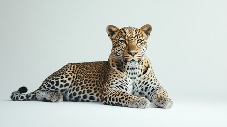 Leopard on a white background. 3d render. Studio shot.の写真素材