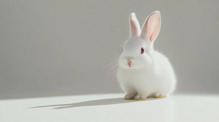 White rabbit sitting on a white background.の素材