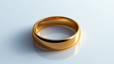 Gold wedding ring on a white background. 3D render illustration.の素材