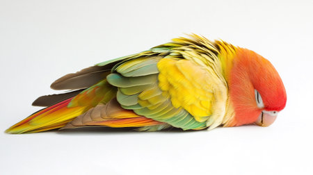 Colorful parrot isolated on white background, close up view.の写真素材