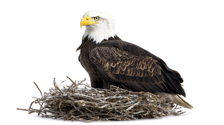 Bald Eagle (haliaeetus leucocephalus) in front of a white backgroundの写真素材