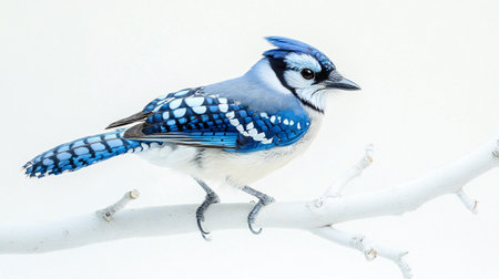 Blue jay bird (Garrulus glandarius) on a branchの写真素材
