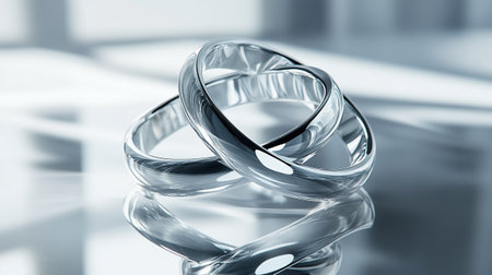 Wedding rings on a white background. Selective focus.の写真素材
