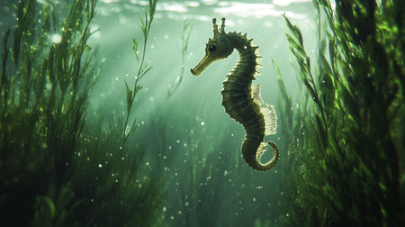 Underwater seahorse in the sea. Underwater world.の写真素材