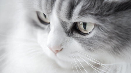 Close-up portrait of a cat with white furの写真素材