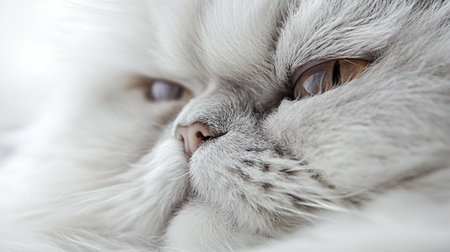 Close-up portrait of a white cat with blue eyesの写真素材