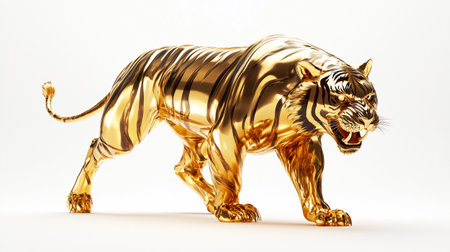 3D rendering of a tiger isolated on white background. This is a 3d render illustration.の写真素材