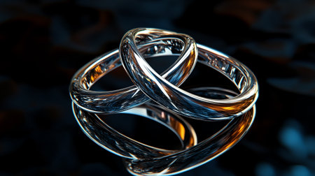 Wedding rings on a black background. 3d illustration.の写真素材