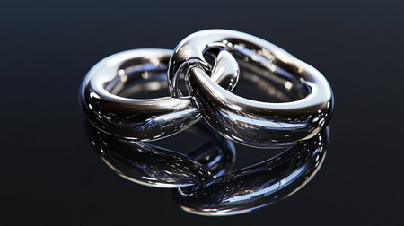 Wedding rings on a black background. 3D illustration.の写真素材