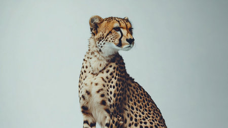 Cheetah portrait on white background. Cheetah is the largest cat in the world.の写真素材