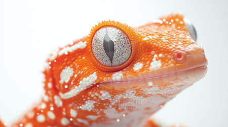 Close-up of a leopard gecko on a white backgroundの素材