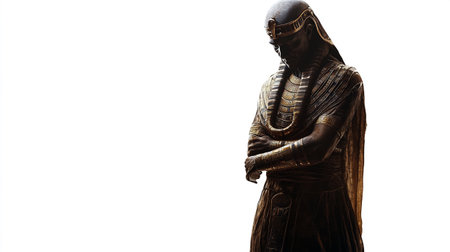 Statue of a man in a helmet on a white background.の写真素材