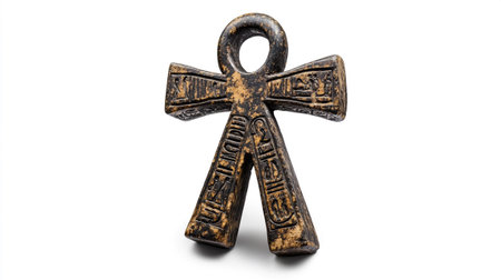 Old rusty cross isolated on white background, clipping path included.の写真素材