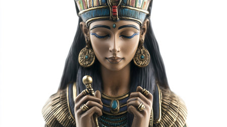 3D rendering of a female Egyptian mythology character isolated on white backgroundの写真素材