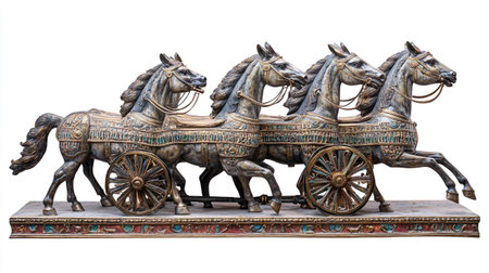 Carriage of horses isolated on white background.の写真素材