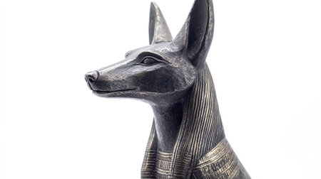 Close-up of decorative figurine of a dog isolated on white backgroundの写真素材