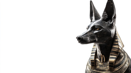Egyptian black dog isolated on white background with copy space for your textの写真素材