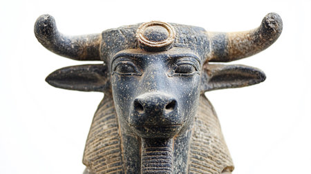 Statue of a buffalo on a white background, close-upの写真素材