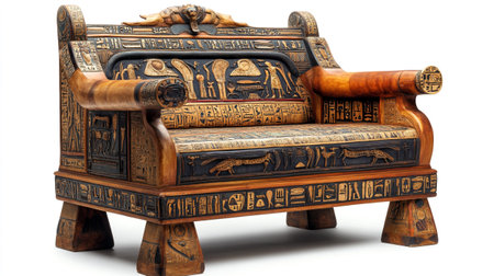 Antique wooden carved sofa isolated on white background with clipping path.の写真素材