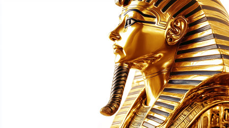 golden egyptian pharaoh statue isolated on a white backgroundの素材