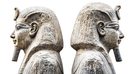 Statues of Pharaoh Amenhotep III in Luxor, Egyptの写真素材
