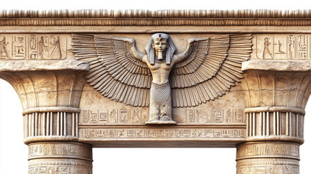 Ancient Egyptian hieroglyphs on the columns of the Temple of Debod, Istanbul, Turkeyの写真素材