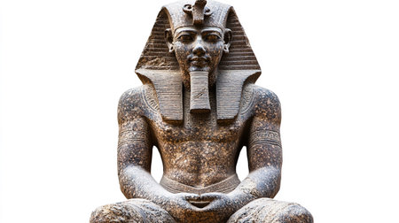 Ancient egyptian pharaohs statue isolated on white background.の写真素材